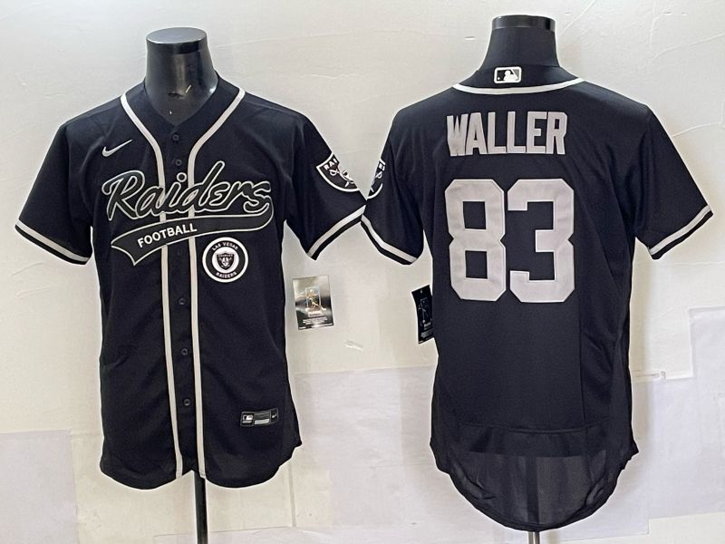 Men 2025 Oakland Raiders #83 Waller black Joint Name Nike Elite NFL Jersey style 08